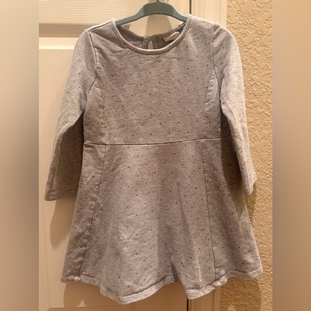 GAP Girls' Light Gray Dot Knit A-Line Dress